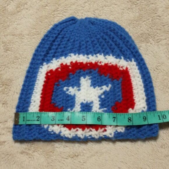Handmade Marvel Captain America Knit Beanie Hat - Picture 4 of 5